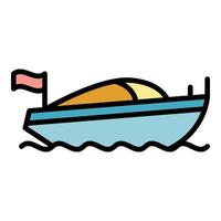 Injury rescue boat icon color outline vector