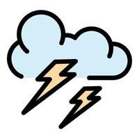 Lightning clouds icon color outline vector