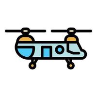 Big rescue helicopter icon color outline vector