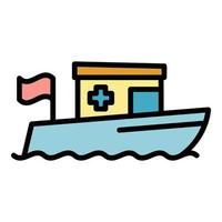 Power rescue boat icon color outline vector