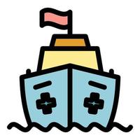 Sea lifeboat icon color outline vector