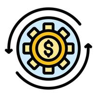 Gear money estimator icon color outline vector