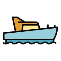 Emergency rescue boat icon color outline vector