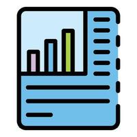 Paper analytics data icon color outline vector