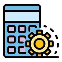 Calculator gear reduce icon color outline vector