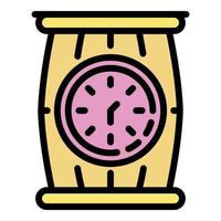 vector de contorno de color de icono de barril y reloj