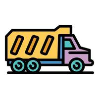 Tipper auto icon color outline vector