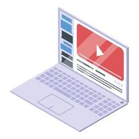 Laptop online business training icon, isometric style vector