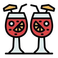 Two tropical cocktails icon color outline vector