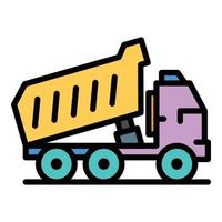 Lorry tipper icon color outline vector