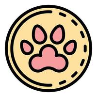 Dog paw medal icon color outline vector