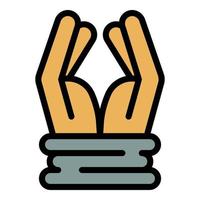 Prison hands tied icon color outline vector