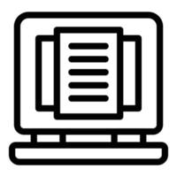 Laptop idea files icon, outline style vector
