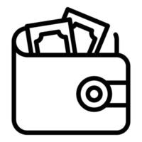 Wallet cash icon, outline style vector