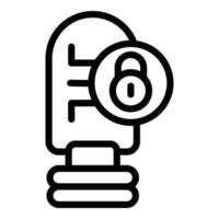 Locked smart lightbulb icon, outline style vector