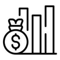 Money graph chart icon, outline style vector