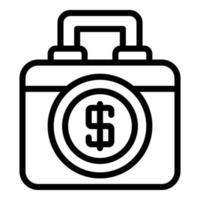 Cash suitcase icon, outline style vector