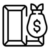 Gold bank reserves bar icon, outline style vector