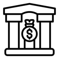 Bank building icon, outline style vector