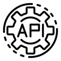 icono de engranaje de código api, estilo de contorno vector