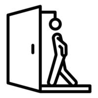 Walk through evacuation door icon, outline style vector