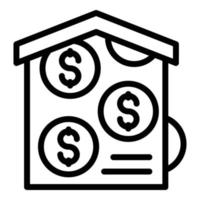 icono de dinero de lavandería de la casa, estilo de contorno vector