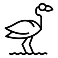 icono de flamenco de ave acuática, estilo de esquema vector
