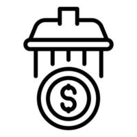 Laundry money shower icon, outline style vector