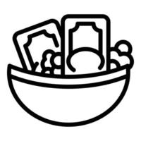 Laundry money banknote basin icon, outline style vector