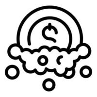 Laundry money wash foam icon, outline style vector