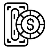 Laundry money coin icon, outline style vector