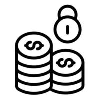 Dollar coin stack icon, outline style vector