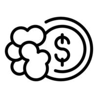 Laundry money wash coin icon, outline style vector