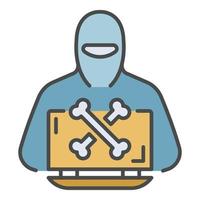 Hacker laptop icon color outline vector