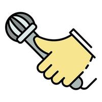 Rap microphone icon color outline vector