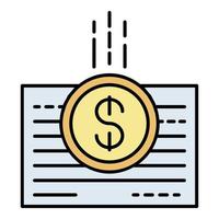 Money bill paper icon color outline vector