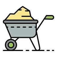 Full wheelbarrow icon color outline vector