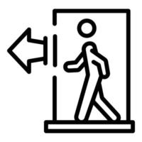 Walk through exit door icon, outline style vector