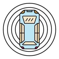 Top view smart car icon color outline vector