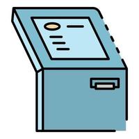 Touch screen atm machine icon color outline vector