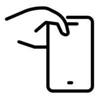 Using cellphone icon outline vector. Hand phone vector