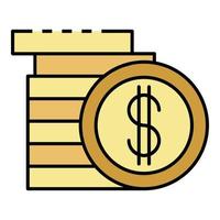 Money stack coin icon color outline vector