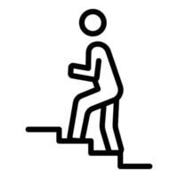 icono de hombre arriba de las escaleras, estilo de esquema vector