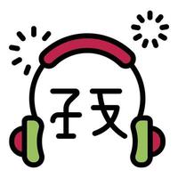 Translator headphones icon color outline vector