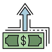 vector de esquema de color de icono de depósito de dinero en efectivo