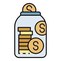 Deposit money jar icon color outline vector