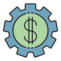 Cogwheel money icon color outline vector