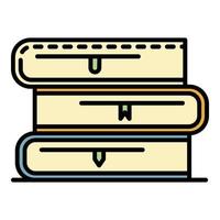 School book stack icon color outline vector