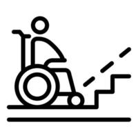 Wheelchair near stairs icon, outline style vector