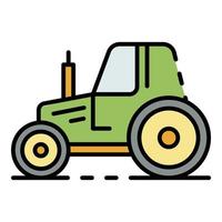 Village tractor icon color outline vector